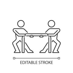 Competition linear icon. Win rivalry motivation. Struggle for superiority. Sports contest. Thin line customizable illustration. Contour symbol. Vector isolated outline drawing. Editable stroke