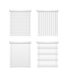 Realistic Detailed 3d Different White Jalousie Set. Vector