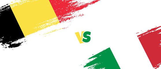 Creative Belgium vs Italy brush flag illustration. Artistic brush style two country flags relationship background