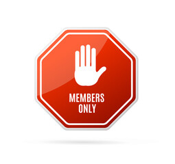 Realistic Detailed 3d Members Only Red Sign. Vector