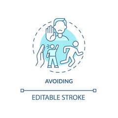 Avoiding blue concept icon. Ignoring problems with communication. Conflict management strategy abstract idea thin line illustration. Vector isolated outline color drawing. Editable stroke