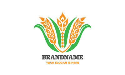 Organic wheat logo icon vector