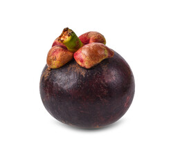 Mangosteen fruit on white background.