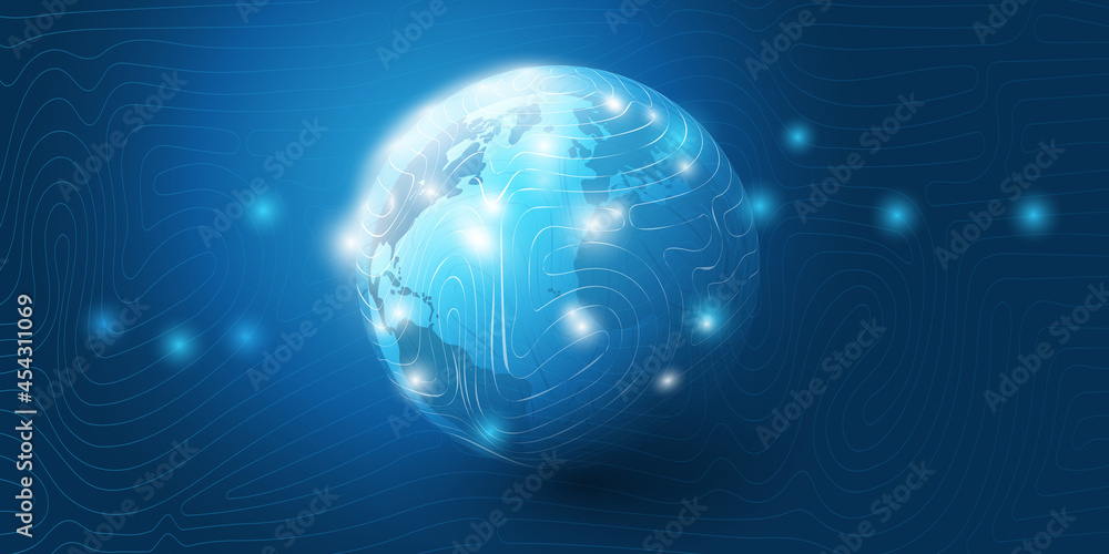 Poster cloud computing and networks concept with earth globe - abstract global digital connections, technol
