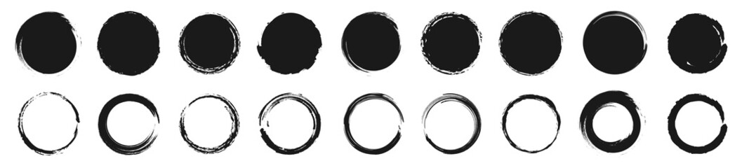 Grunge circle set. Grunge round shapes. Grunge banner collection. Vector