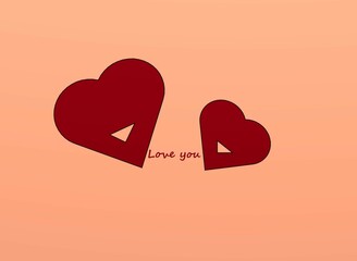 valentine day card. Two hearts with text. Postcard for valentine's day. Love. Valentine.