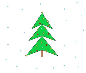 Traditional Christmas card. Merry Christmas. Happy new year. Christmas tree background.