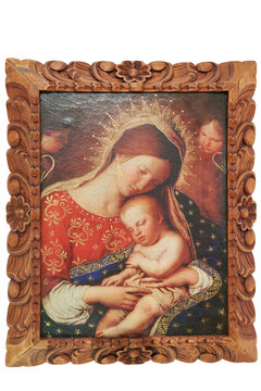 Ancient painting representing the Virgin with child in her arms