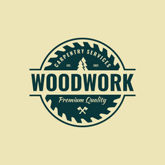 Carpentry vintage logo vector