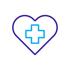 Cross inside heart vector icon
