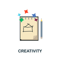 Creativity flat icon. Colored sign from productivity collection. Creative Creativity icon illustration for web design, infographics and more