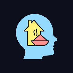 Physiological motivation RGB color icon for dark theme. Satisfy basic human needs. Physical, mental health. Isolated vector illustration on night mode background. Simple filled line drawing on black