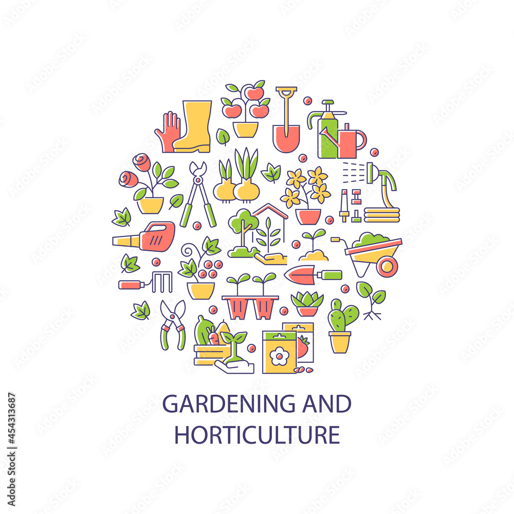 Poster gardening and horticulture abstract color concept layout with headline. horticulture creative idea. 