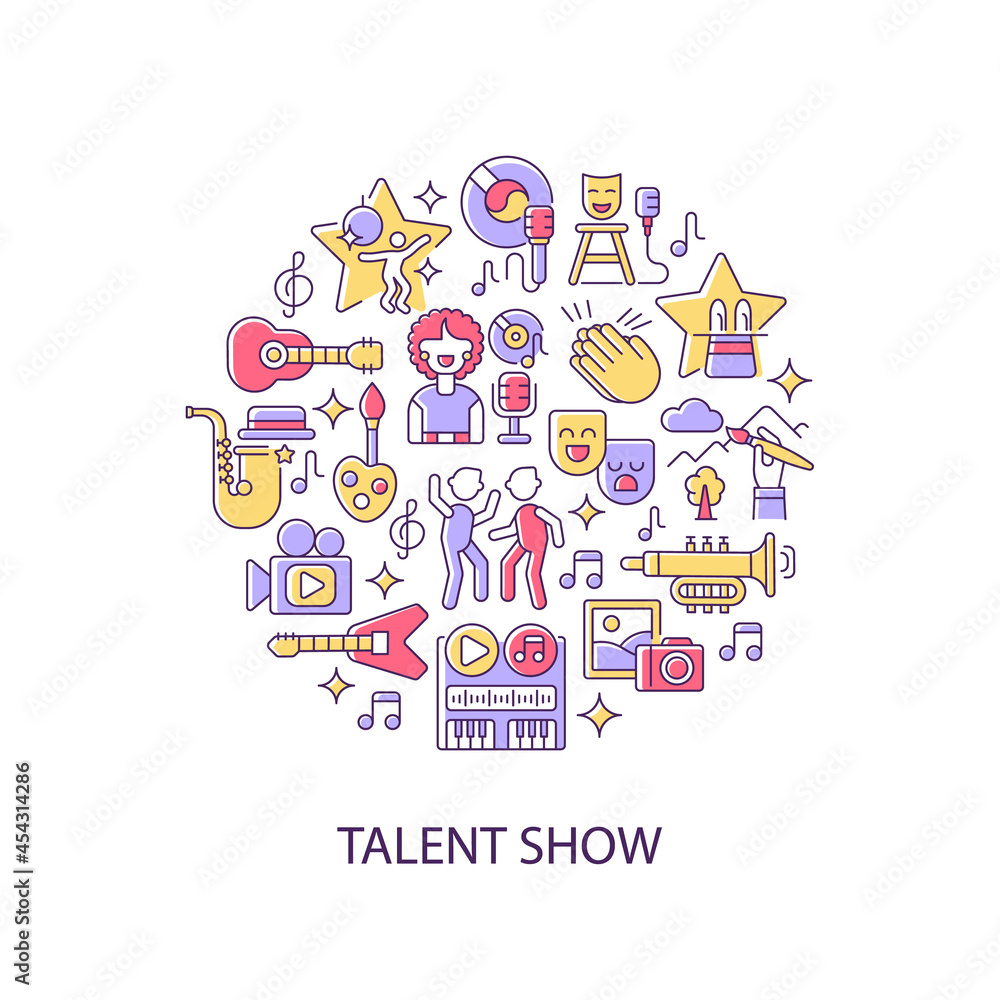 Poster talent show abstract color concept layout with headline. demonstrate talent and creativity. fun and 