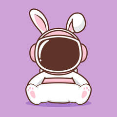cute sitting rabbit in astronaut costume