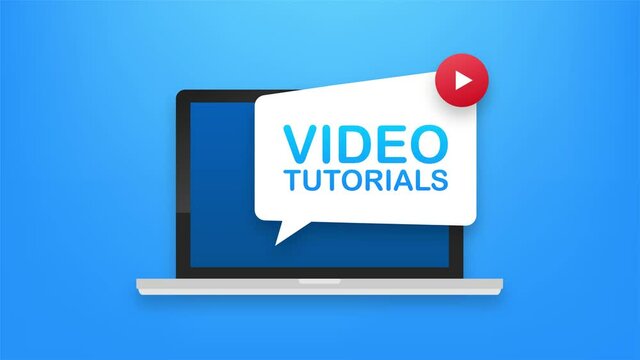 Video tutorials icon concept. Study and learning background, distance education and knowledge growth. Motion graphics