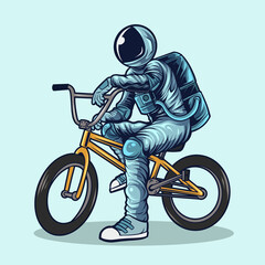 Obraz na płótnie Canvas astronaut riding bmx bikes vector illustration design