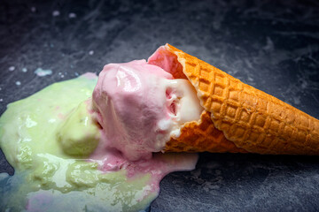 Melted ice cream lying on the ground