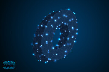 Abstract number zero, figure 0, consisting of triangles, circles, spots of decay, stars. Vector eps 10.