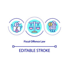 Fiscal offence law concept icon. Avoid tax pay abstract idea thin line illustration. Financial fraud. Money laundering. Anti-fraud regulations. Vector isolated outline color drawing. Editable stroke