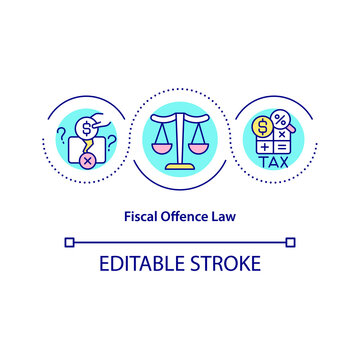 Fiscal offence law concept icon. Avoid tax pay abstract idea thin line illustration. Financial fraud. Money laundering. Anti-fraud regulations. Vector isolated outline color drawing. Editable stroke