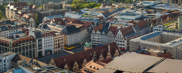 Top view of Market Place in Leipzig - panorama
