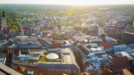 Fototapeta premium Panorama top view of skyline Leipzig