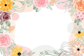 Fototapeta na wymiar floral frame background abstract with white space