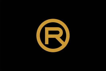 Letter R logo design. Monogram R type abstract symbol. Initial R in circle vector icon.