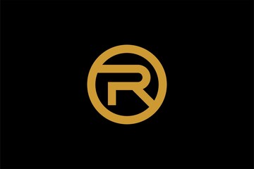Letter R logo design. Monogram R type abstract symbol. Initial R in circle vector icon.