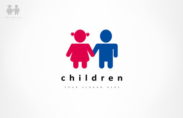 kids logo - boy and girl holding hands.