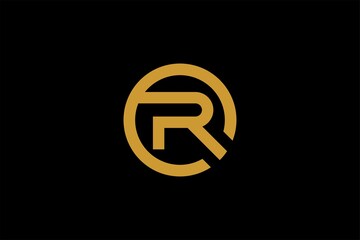 Letter R logo design. Monogram R type abstract symbol. Initial R in circle vector icon.