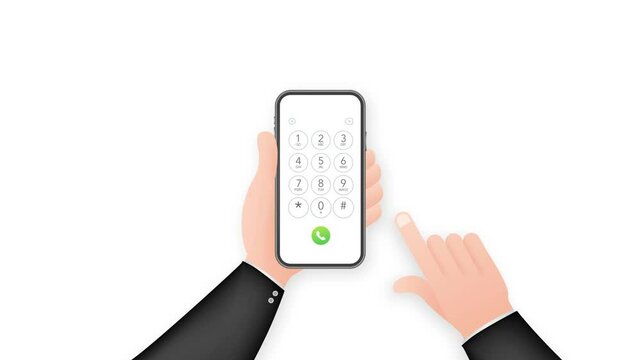 Keypad for on smartphone screen. Application Interface on mobile phone. Motion graphics