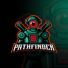 Fototapeta na wymiar Apex gaming character mascot design of pathfinder. mascot logo for esport, gaming, team
