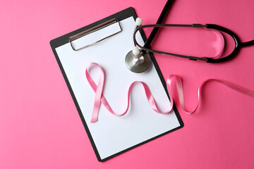 Breast cancer awareness concept on pink background