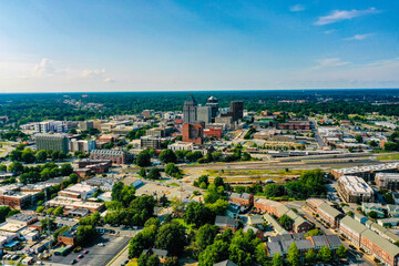 Aerial view of the Greensboro, North Carolina skyline