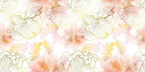Soft pink peony seamless pattern © Xenia Snowstorm