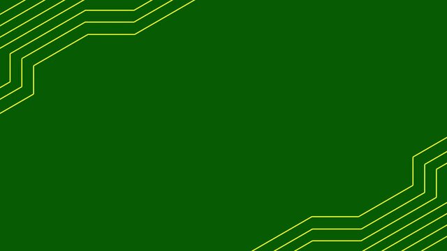 glowing electricity runs along the paths of the microcircuit, green microchip animation
