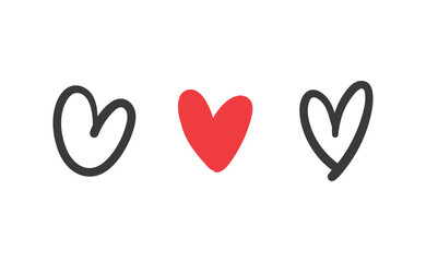 PrintHeart doodle icons. Hand drawn love hearts collection.