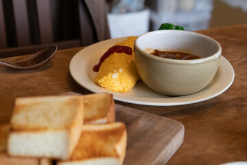 Breakfast : Omelette and beef stew