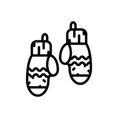 Red mittens outline icons. Vector illustration. Editable stroke. Isolated icon suitable for web, infographics, interface and apps.