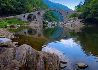 Fototapeta na wymiar the Devil's Bridge over the Arda River, Bulgaria