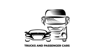 Trucks and cars vector