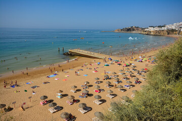 Albufeira beach view in summer, Algarve Portugal