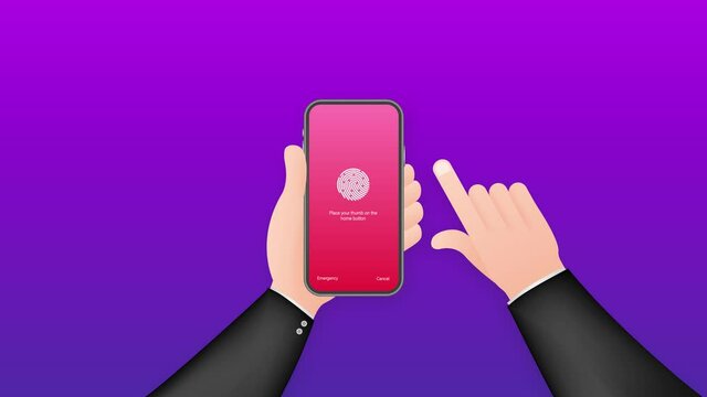 Screen lock authentication password smartphone background template. Illustration of phone ID recognition screenlock password. Motion graphics