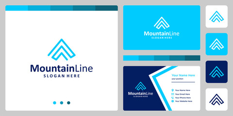 mountain design logo with connected lines. business card template design