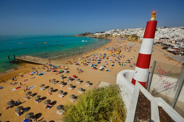 Summer day at Albufeira beach in the Algarve, Portugal