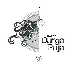 Durga puja line art in graphics
