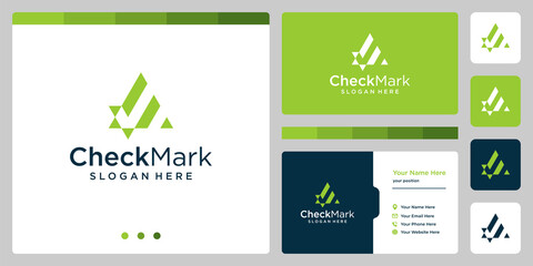 abstract check mark logo. premium vectors. business card template design
