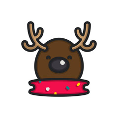 Reindeer with scarf filled outline icons. Vector illustration. Editable stroke. Isolated icon suitable for web, infographics, interface and apps.